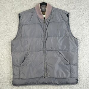 Vintage Eddie Bauer Puffer Vest Mens Medium Goose Down Outdoor Gray DISTRESSED